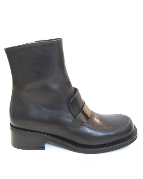 Stivaletto Donna basso in pelle con fibbia cromata Nero CHIARINI- Francavilla Moda